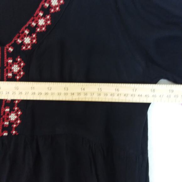 Flying Tomato Embroidered Black Midi Boho  Cottage Dress Sz L - Picture 8 of 10